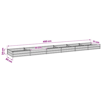 Raised Garden Bed Wood Brown 480 x 80 x 24 cm cold-rolled steel