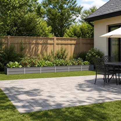 Raised Garden Bed Grey 480 x 80 x 24 cm cold-rolled steel