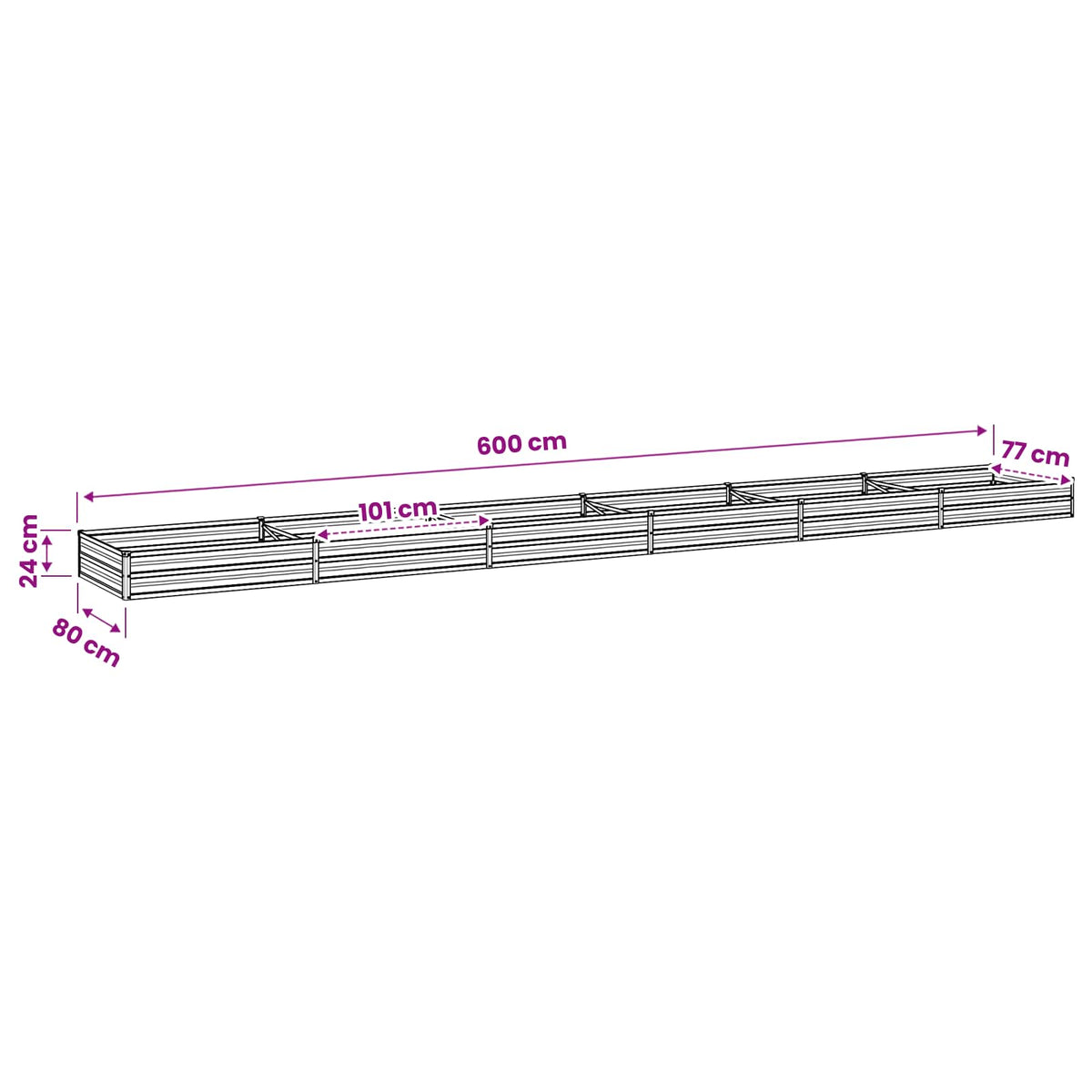 Raised Garden Bed Anthracite 600 x 80 x 24 cm cold-rolled steel
