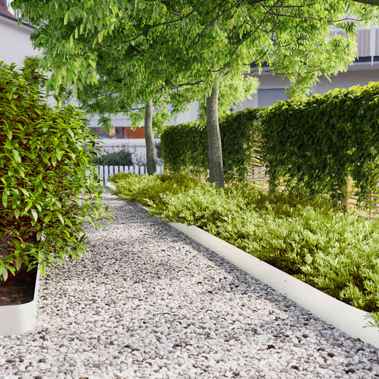 Lawn Edging 30 pcs 15 x 103 cm Steel White