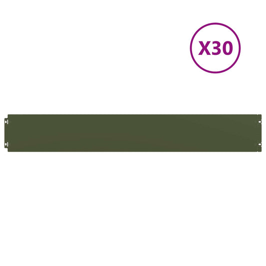 Lawn Edging 30 pcs 15 x 103 cm Steel Olive Green