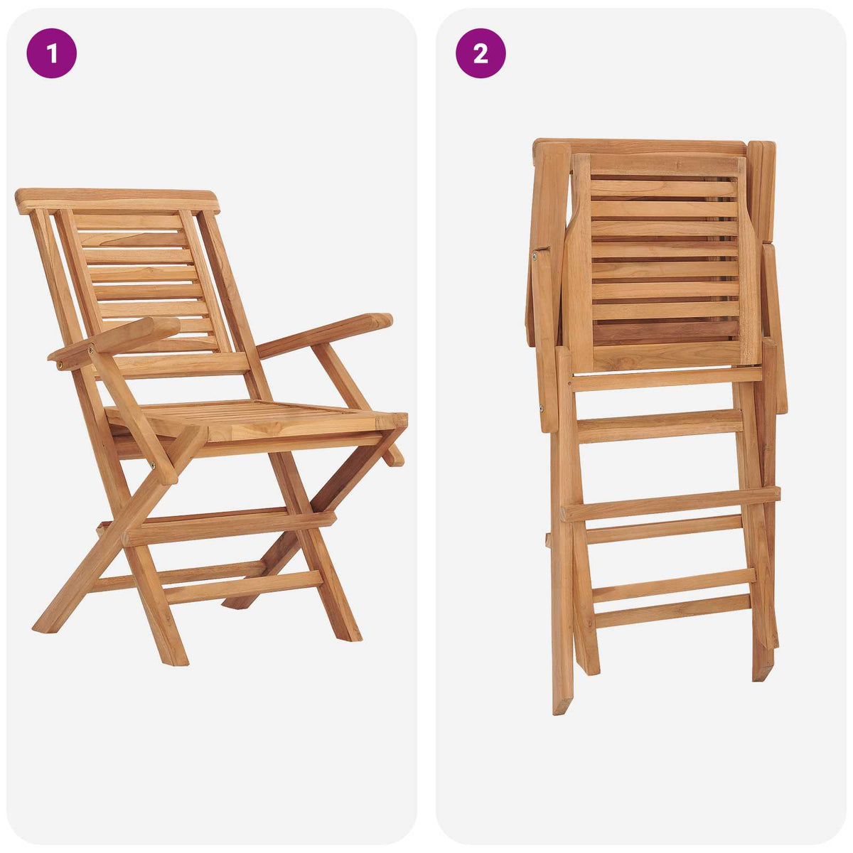 5 Piece Folding Garden Bistro Set Natural Solid Teak Wood