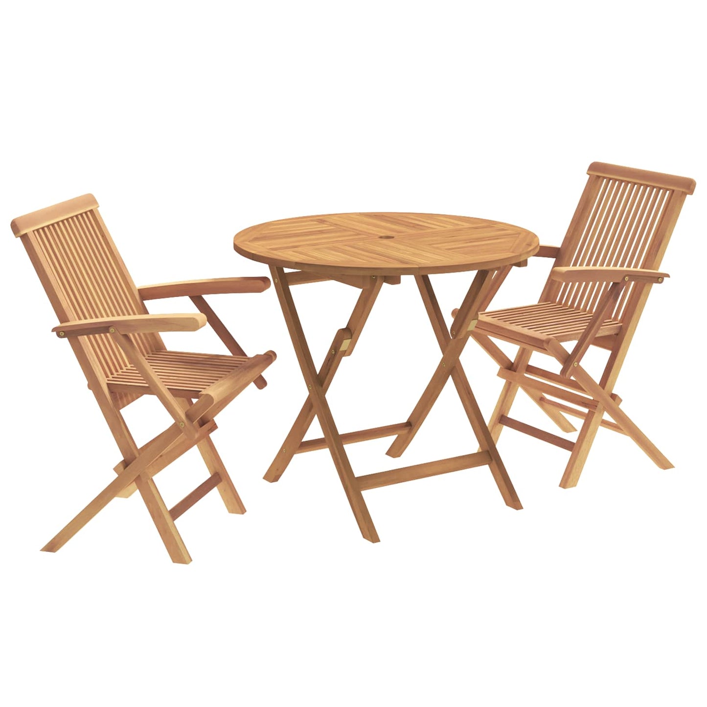 3 Piece Folding Garden Bistro Set Natural Solid Teak Wood