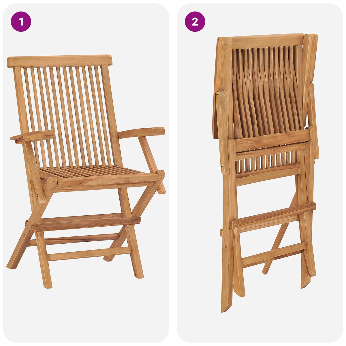 3 Piece Folding Garden Bistro Set Natural Solid Teak Wood