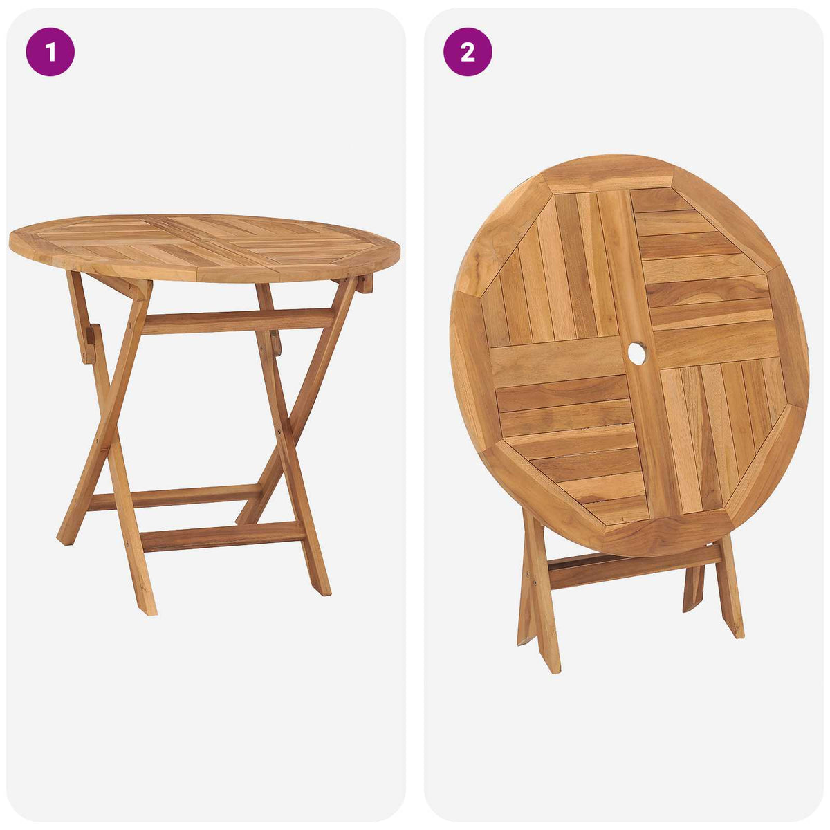 3 Piece Folding Garden Bistro Set Natural Solid Teak Wood
