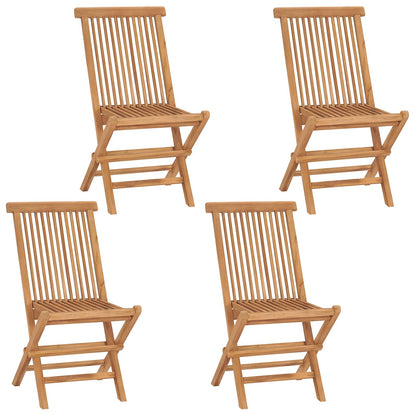 5 Piece Folding Garden Bistro Set Natural Solid Teak Wood
