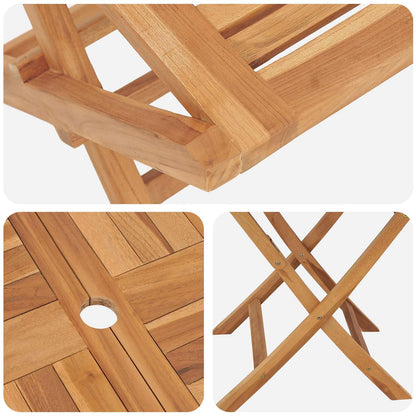 5 Piece Folding Garden Bistro Set Natural Solid Teak Wood