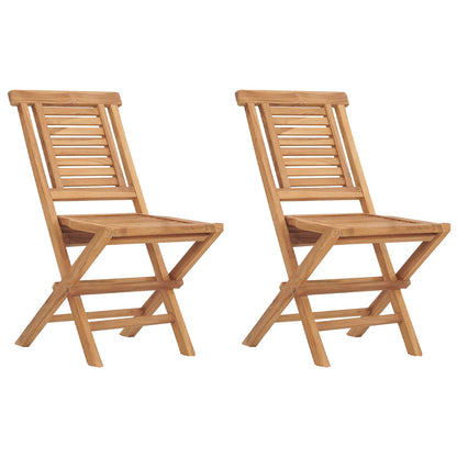 5 Piece Folding Garden Bistro Set Natural Solid Teak Wood