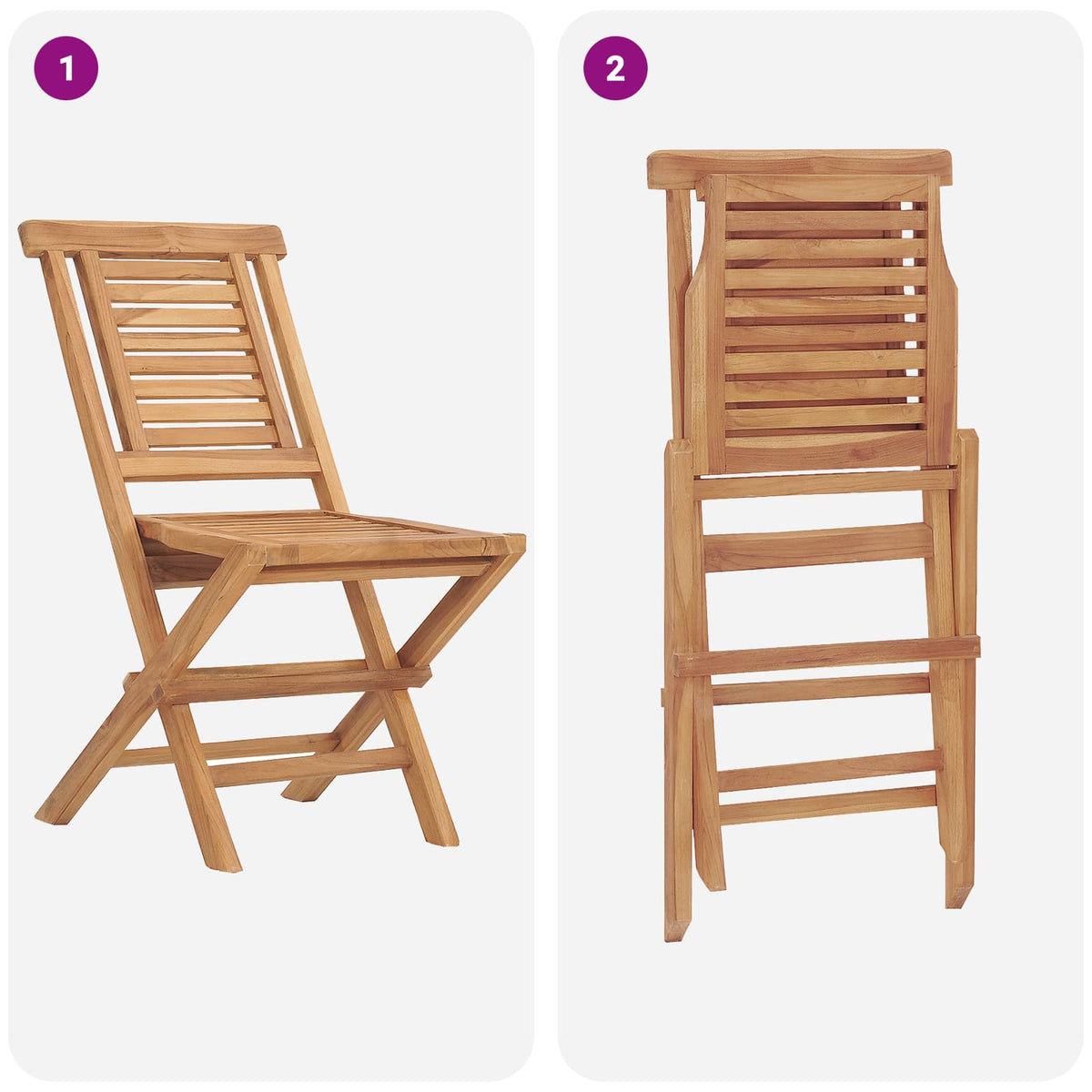 5 Piece Folding Garden Bistro Set Natural Solid Teak Wood