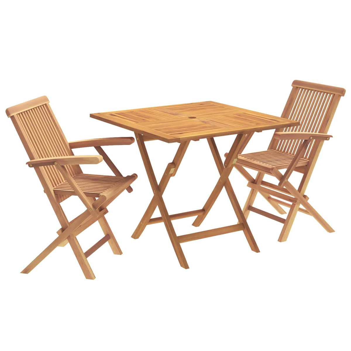 3 Piece Folding Garden Bistro Set 3 pcs Natural Solid Teak Wood