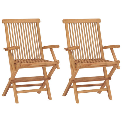 3 Piece Folding Garden Bistro Set 3 pcs Natural Solid Teak Wood