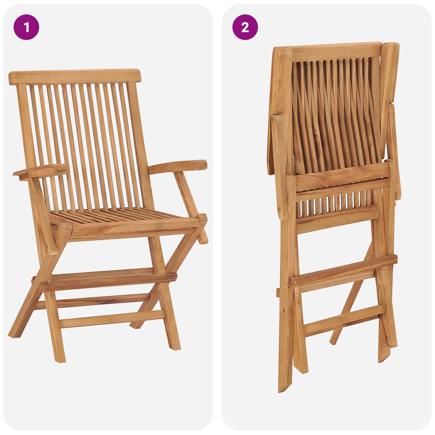 3 Piece Folding Garden Bistro Set 3 pcs Natural Solid Teak Wood