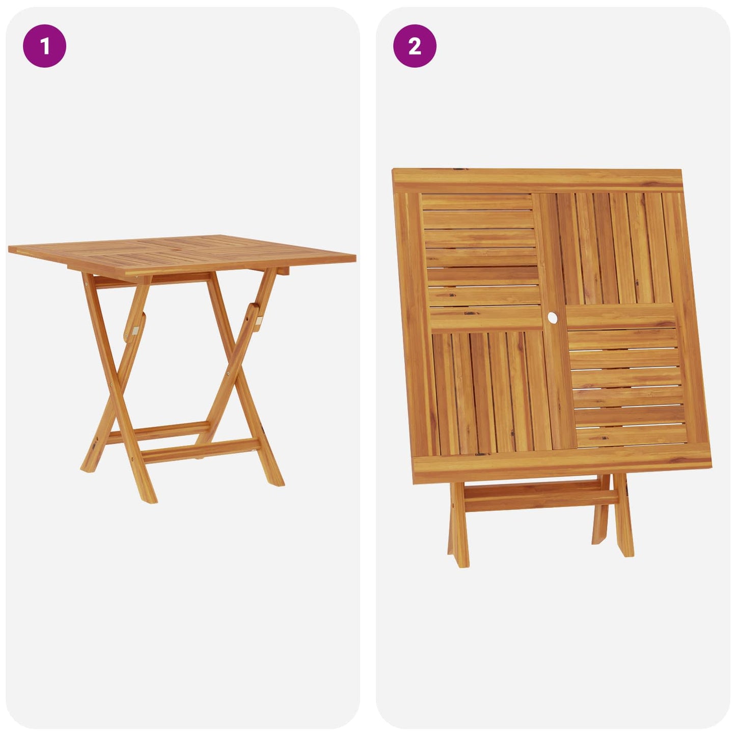 3 Piece Folding Garden Bistro Set 3 pcs Natural Solid Teak Wood