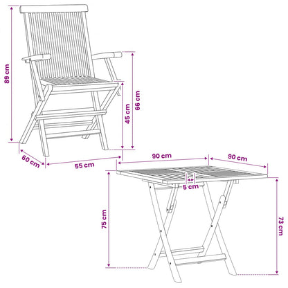 3 Piece Folding Garden Bistro Set 3 pcs Natural Solid Teak Wood