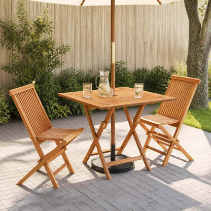 3 Piece Folding Garden Bistro Set Natural Solid Teak Wood