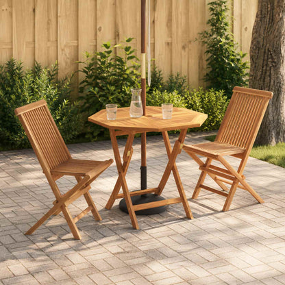 3 Piece Folding Garden Bistro Set Natural Solid Teak Wood