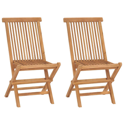 3 Piece Folding Garden Bistro Set Natural Solid Teak Wood