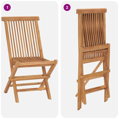 3 Piece Folding Garden Bistro Set Natural Solid Teak Wood