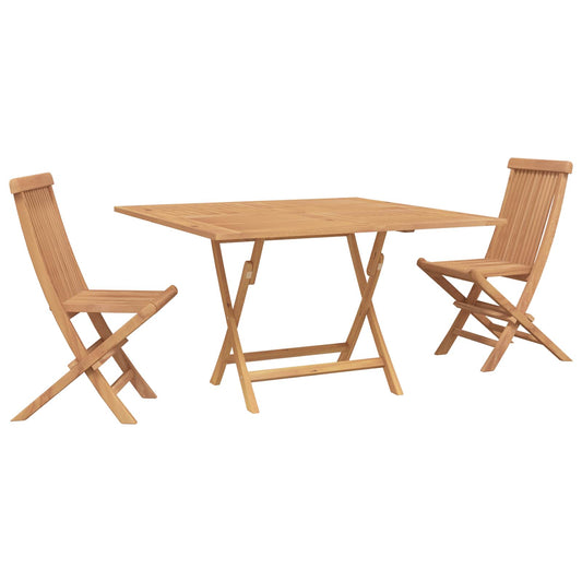 Garden Bistro Set 3 pcs Natural Solid Teak Wood