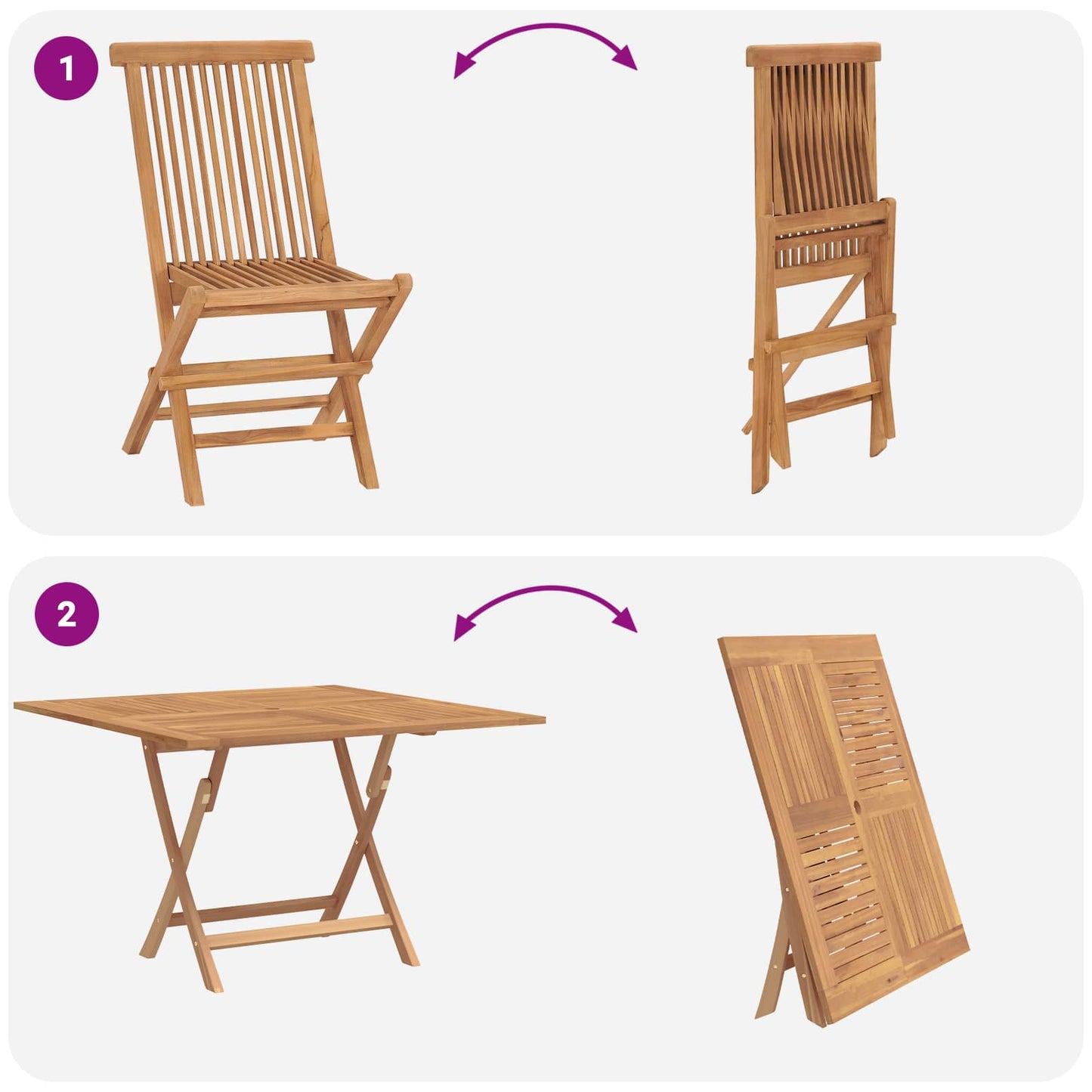 Garden Bistro Set Folding 3 pcs Brown Soild Teak Wood