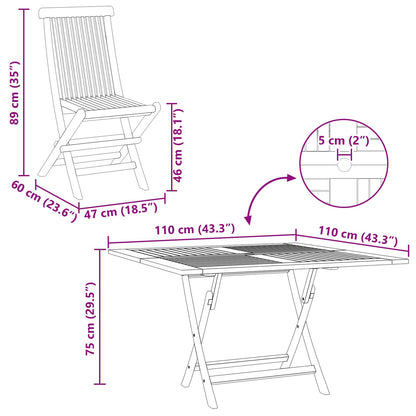 Garden Bistro Set Folding 3 pcs Brown Soild Teak Wood