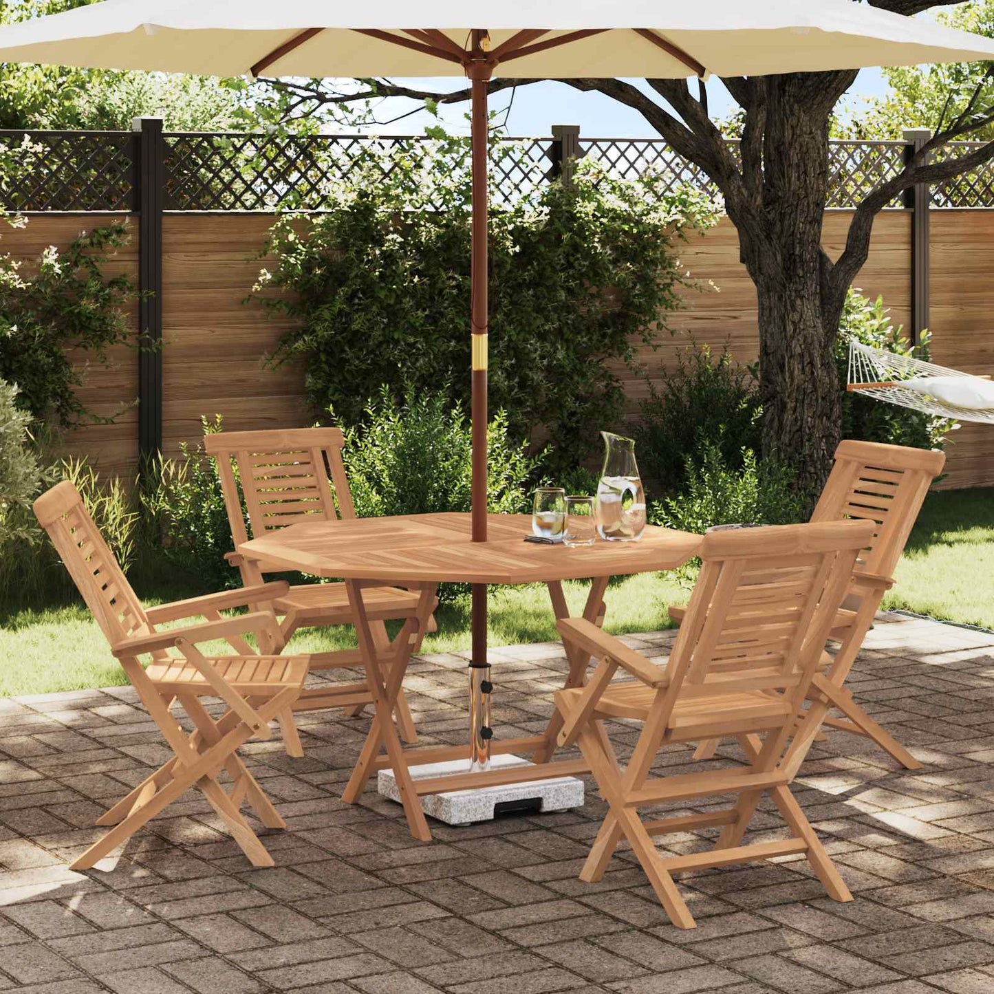 Garden Set 5 pcs Brown Solid Teak Wood