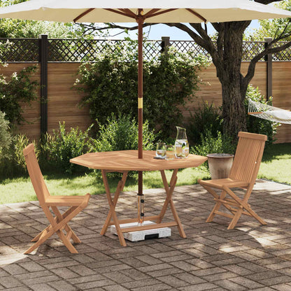 Garden Bistro Set Folding 3 pcs Brown Soild Teak Wood