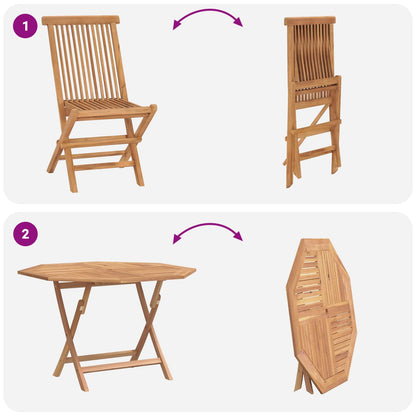 Garden Bistro Set Folding 3 pcs Brown Soild Teak Wood