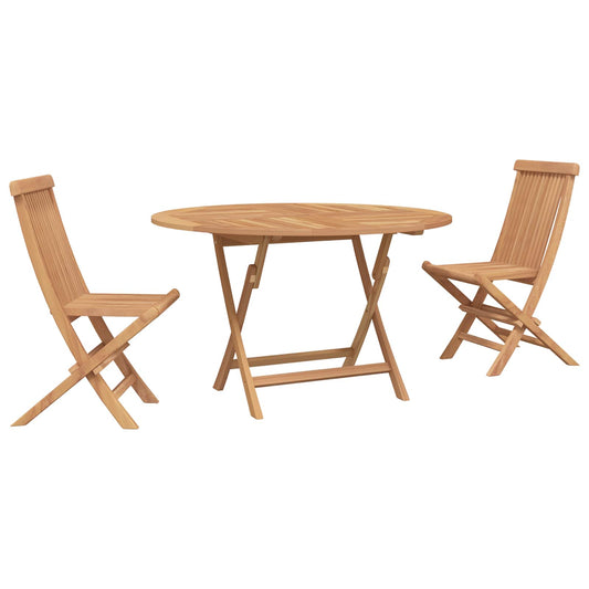 Garden Bistro Set 3 pcs Natural Solid Teak Wood