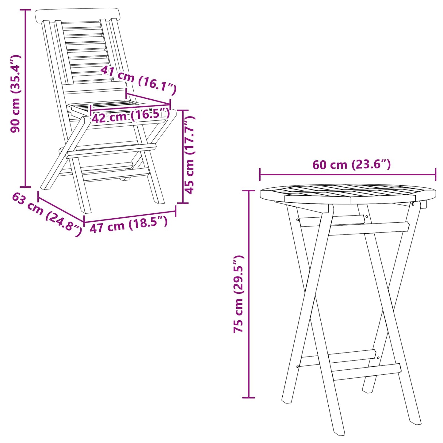 Garden Set 3 pcs Brown Soild Teak Wood