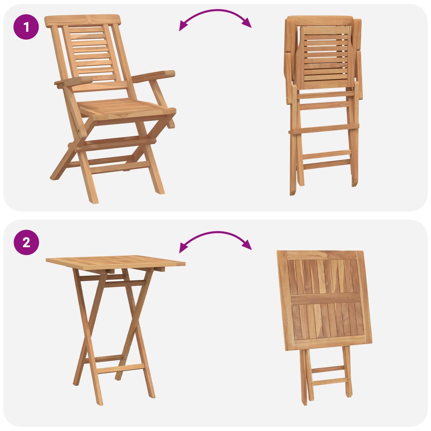 Garden Set 3 pcs Brown Soild Teak Wood