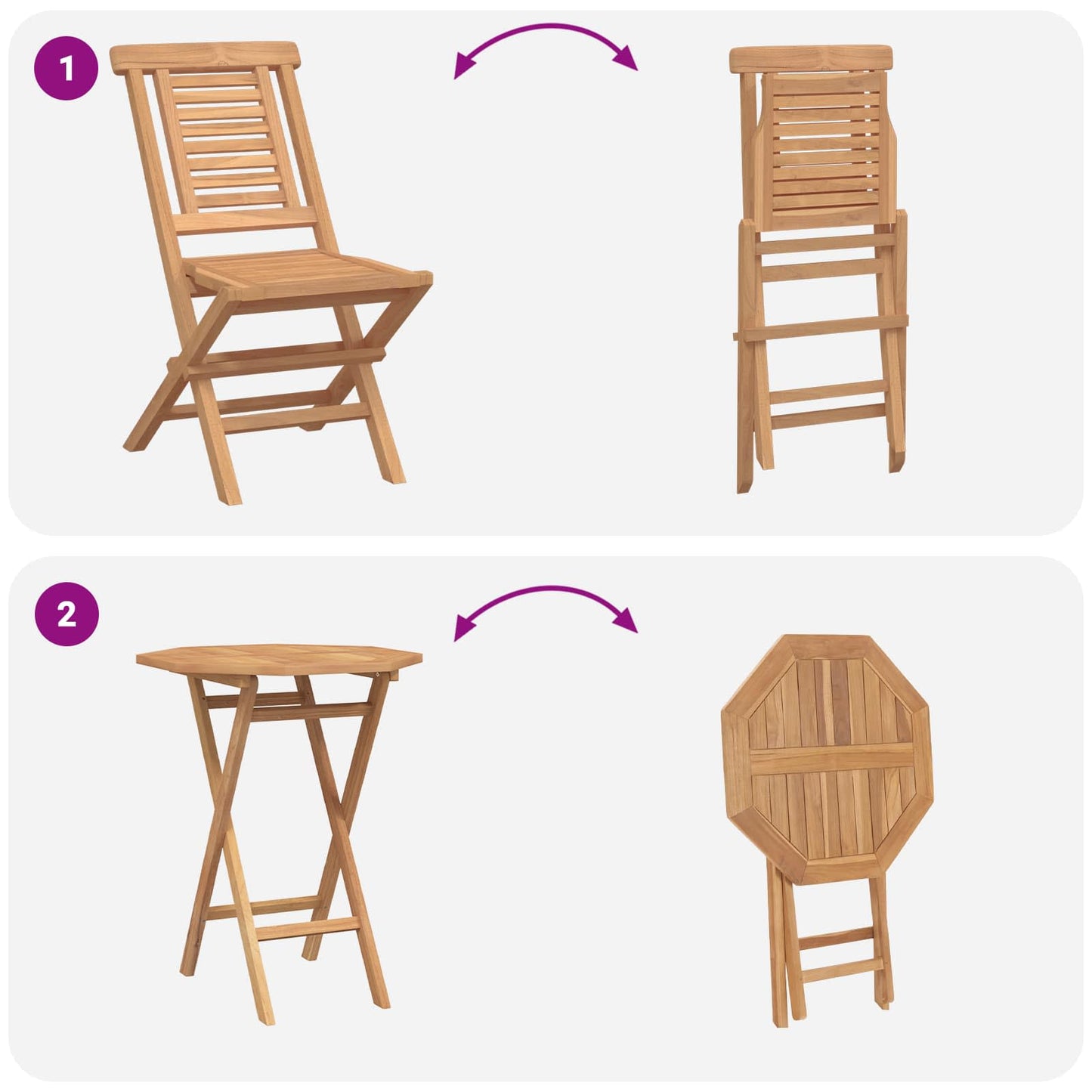 Garden Set 3 pcs Brown Soild Teak Wood