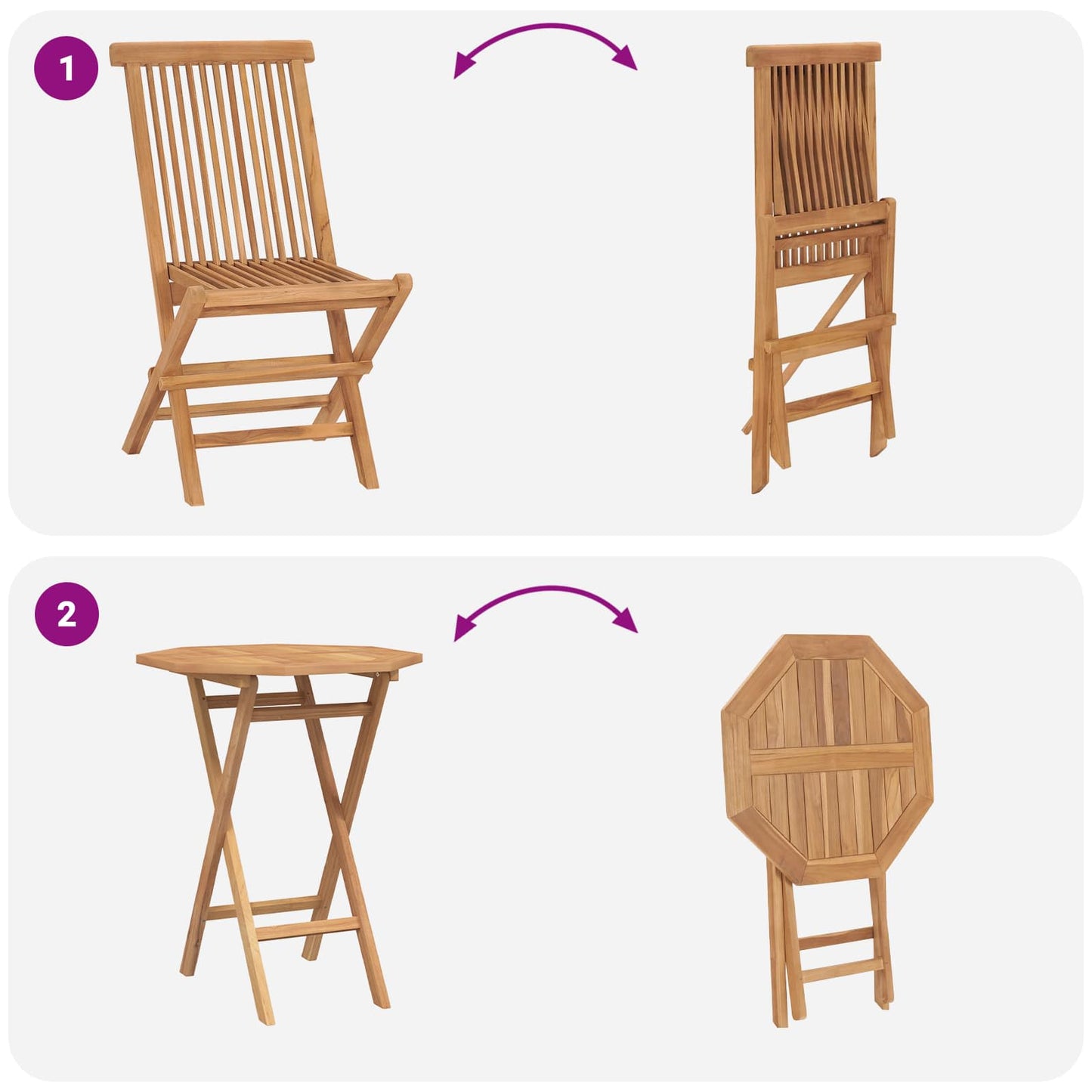 Garden Set 5 pcs Brown Soild Teak Wood