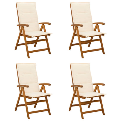 Reclining Garden Chairs 4 pcs Natural Solid Acacia Wood