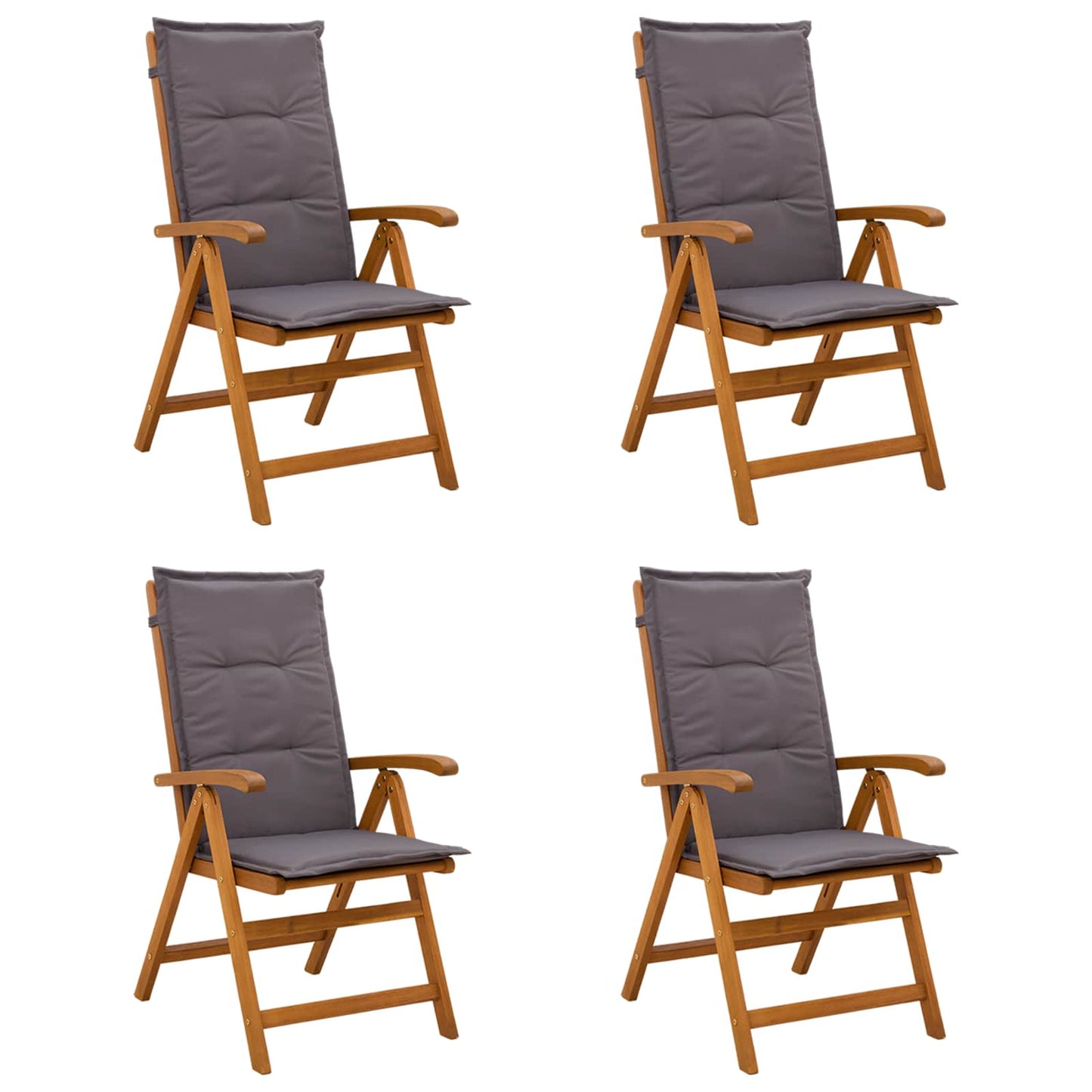 Reclining Garden Chairs 4 pcs Natural Solid Acacia Wood