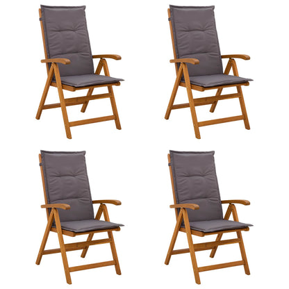 Reclining Garden Chairs 4 pcs Natural Solid Acacia Wood