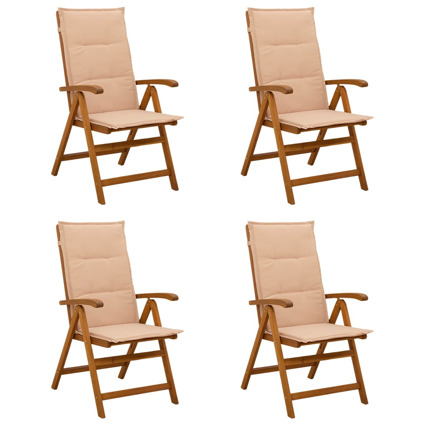 Reclining Garden Chairs 4 pcs Natural Solid Acacia Wood