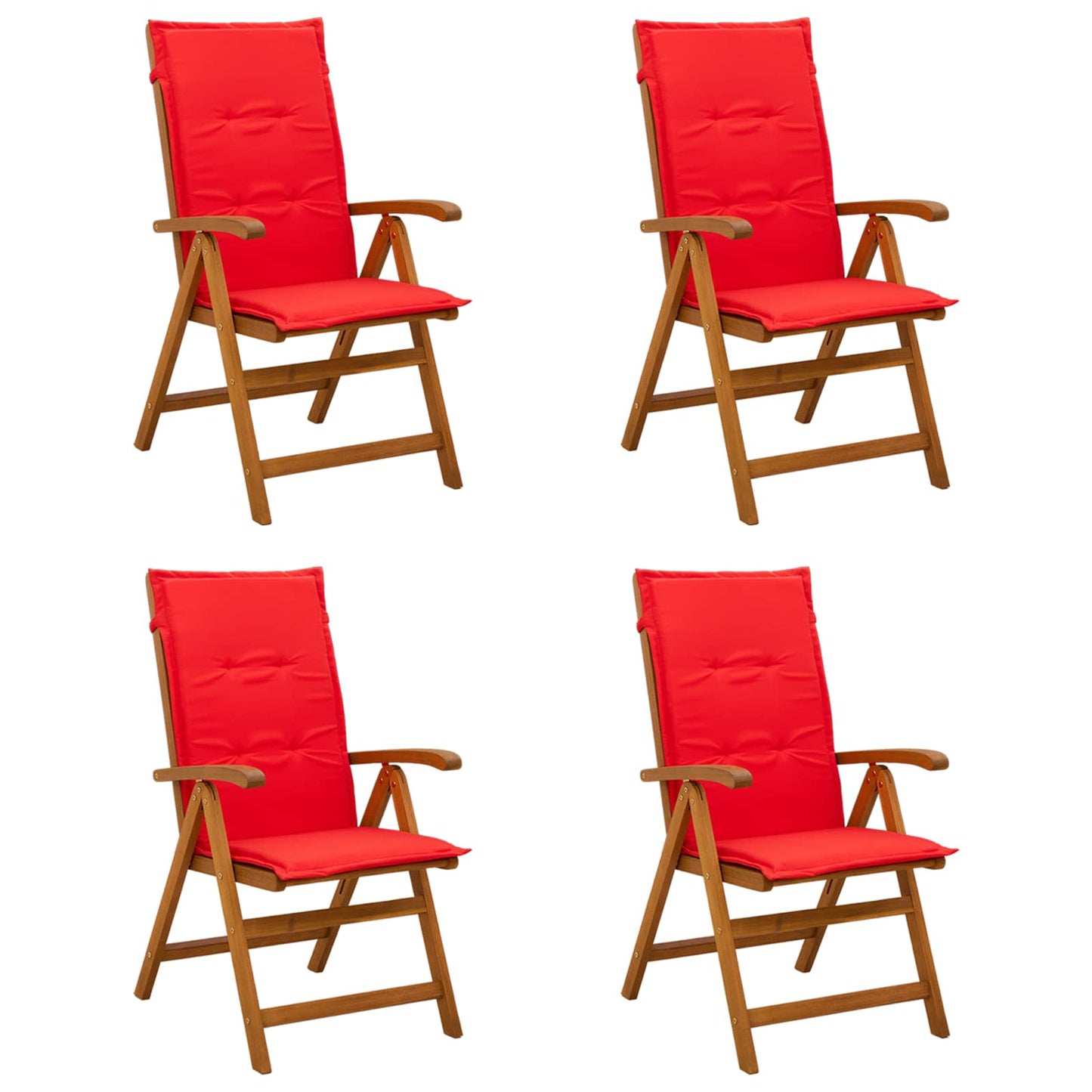 Reclining Garden Chairs 4 pcs Natural Solid Acacia Wood