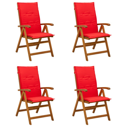 Reclining Garden Chairs 4 pcs Natural Solid Acacia Wood