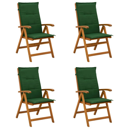 Reclining Garden Chairs 4 pcs Natural Solid Acacia Wood