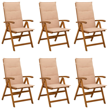 Reclining Garden Chairs 6 pcs Natural Solid Acacia Wood