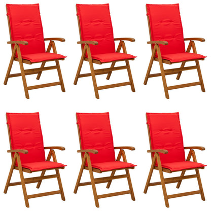 Reclining Garden Chairs 6 pcs Natural Solid Acacia Wood