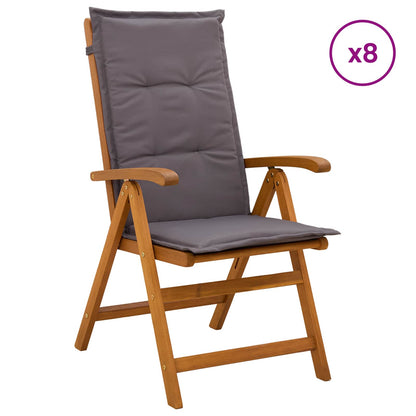 Reclining Garden Chairs 8 pcs Natural Solid Acacia Wood