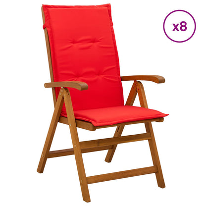 Reclining Garden Chairs 8 pcs Natural Solid Acacia Wood