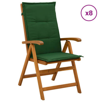 Reclining Garden Chairs 8 pcs Natural Solid Acacia Wood