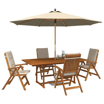 5-Piece Garden Dining Set Natural Solid Acacia Wood