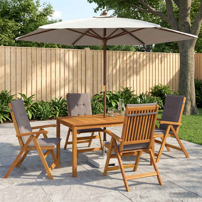 5-Piece Garden Dining Set Natural Solid Acacia Wood