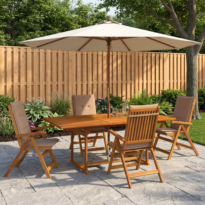 5-Piece Garden Dining Set Natural Solid Acacia Wood