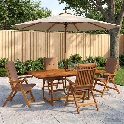 5-Piece Garden Dining Set Natural Solid Acacia Wood