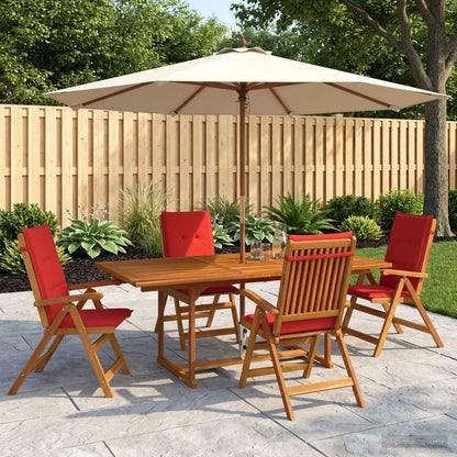 5-Piece Garden Dining Set Natural Solid Acacia Wood